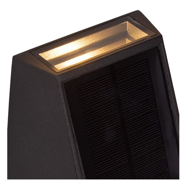 Lucide Solar wandlamp buiten op sensor | Luton | 2700-3000K | IP54 | Bewegingssensor | Zwart | 2W LLU20249 - 3