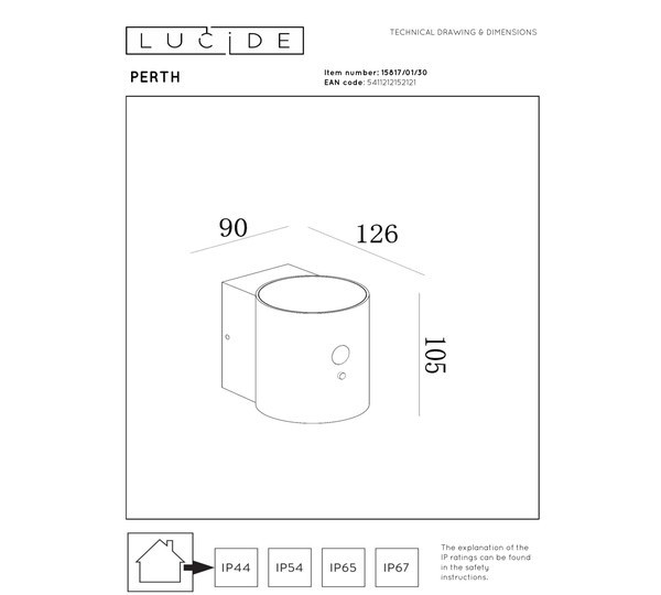 Lucide Solar wandlamp buiten op sensor | Perth | 2700-3000K | IP65 | Bewegingssensor | Zwart | 1W LLU20324 - 5