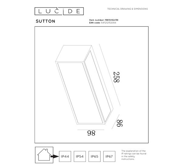 Lucide Solar wandlamp buiten op sensor | Sutton | 2700-3000K | IP54 | Zwart | 1.5W LLU20389 - 5
