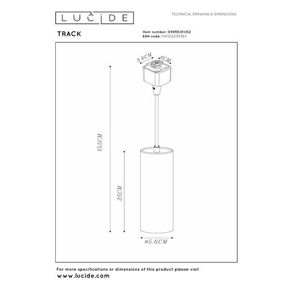 Lucide TRACK Hanglamp GU10 | Floris | 1-fase railverlichting | Messing LLU20452 - 8