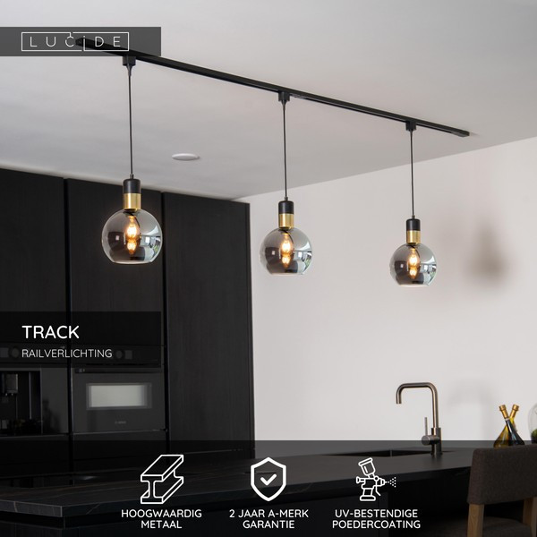 Lucide TRACK Hanglampadapter | 1-fase railsysteem | Max. 3500 Watt | Zwart LLU20464 - 3