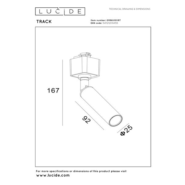 Lucide TRACK Railspot G9 | Keoni | 1-fase railsysteem | Koffie LLU20468 - 6
