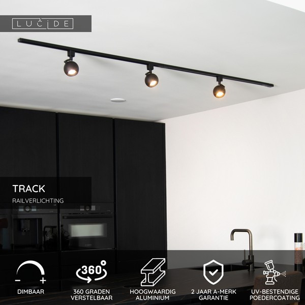 Lucide TRACK Railspot GU10 | Favori | 1-fase railverlichting | Zwart LLU20451 - 2