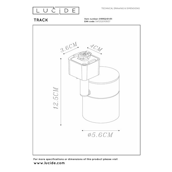 Lucide TRACK Railspot GU10 | Floris | 1-fase railverlichting | Wit LLU20456 - 8