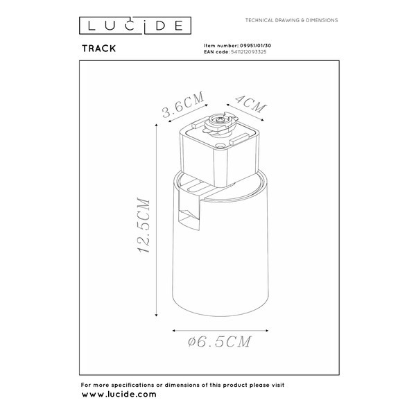 Lucide TRACK Railspot GU10 | Nigel | 1-fase railsysteem | Zwart LLU20480 - 8