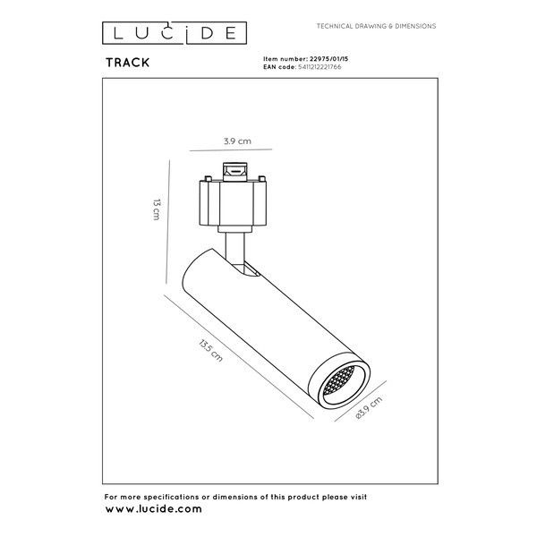 Lucide TRACK Railspot GU10 (MR11) | Grado | 1-fase railverlichting | Grijs ijzer LLU20458 - 4