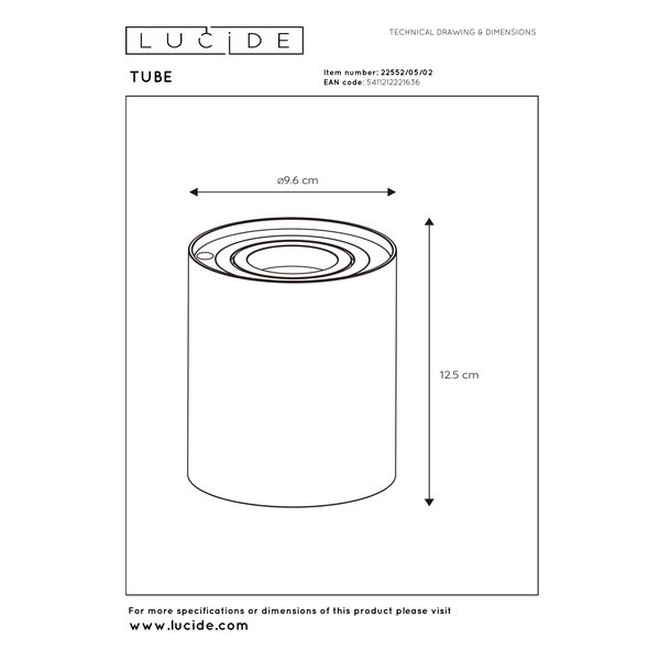Lucide Tafellamp | Tube | 2700K | Ø 9.6 x 12.5 cm | 3-staps dimbaar | Messing | 5W LLU20529 - 5