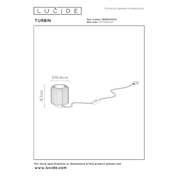 Lucide Tafellamp | Turbin | 3000K | Ø 10.6 x 13.7 cm | Goud | 5W LLU20533 - 6