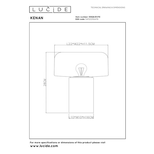 Lucide Tafellamp E14 | Kenan | Ø 22 x 28 cm | Donkerbruin LLU20216 - 5