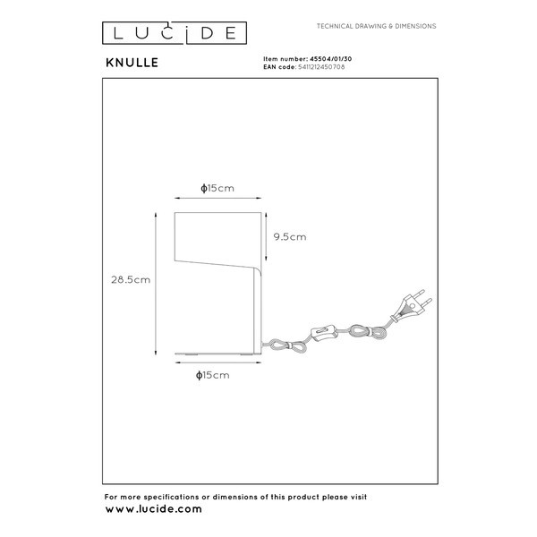 Lucide Tafellamp E14 | Knulle | IP20 | Zwart | Ø 15 cm LLU20227 - 3
