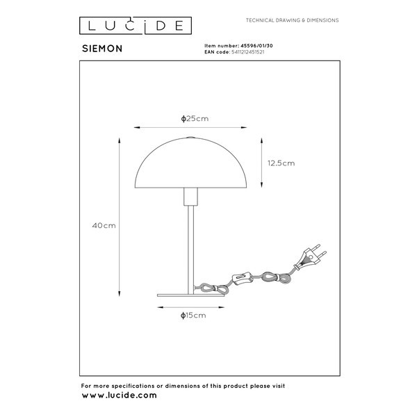 Lucide Tafellamp E14 | Siemon | Ø 25 x 40 cm | Zwart LLU20374 - 7