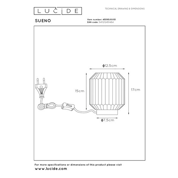 Lucide Tafellamp E14 | Sueno | Ø 13 x 17 cm | Grijs LLU20386 - 6