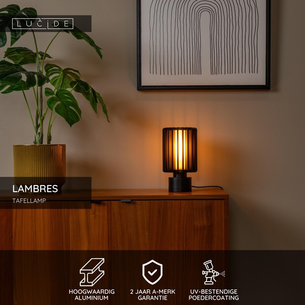 Lucide Tafellamp E27 | Lambres | Ø 15 x 27 cm | Zwart LLU20235 - 2