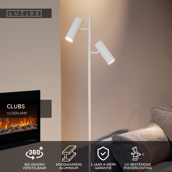 Lucide Vloerlamp 2x GU10 | Clubs | 140 cm | Wit LLU20080 - 2