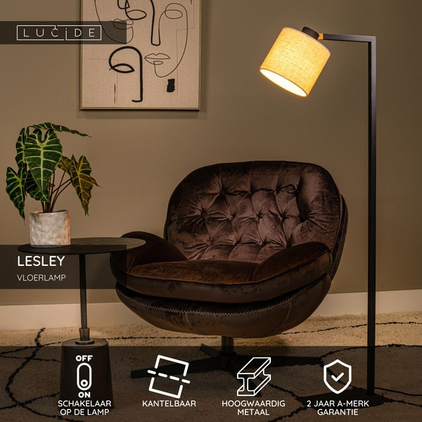 Lucide Vloerlamp E27 | Lesley | 128 cm | Beige LLU20244 - 2