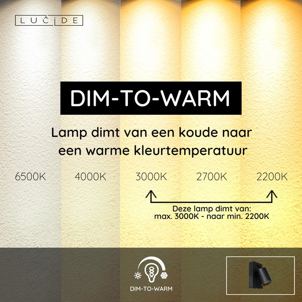 Lucide Wandlamp | 2200-3000K | Nigel | IP20 | Zwart | 5W LLU20299 - 7