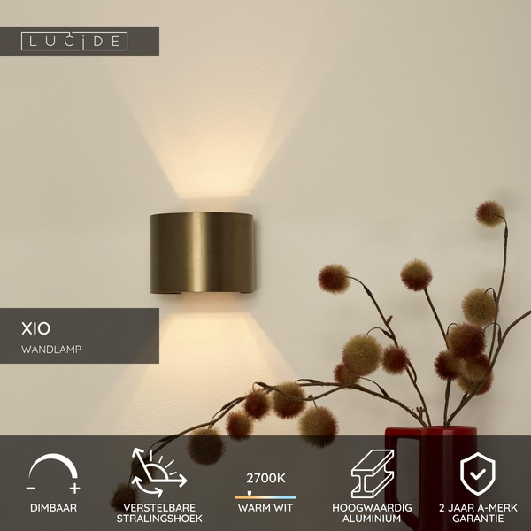 Lucide Wandlamp | 2700K | Xio | Halfrond | IP20 | Bruin| 3.5W LLU20563 - 6