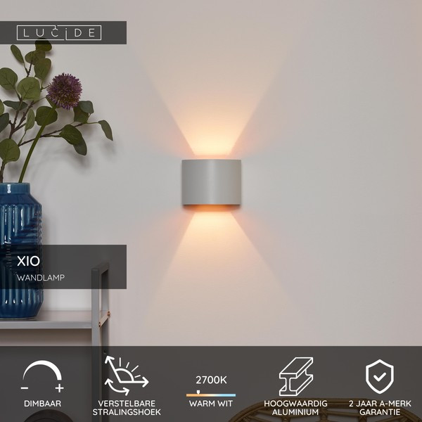 Lucide Wandlamp | 2700K | Xio | Halfrond | IP20 | Wit | 3.5W LLU20564 - 6