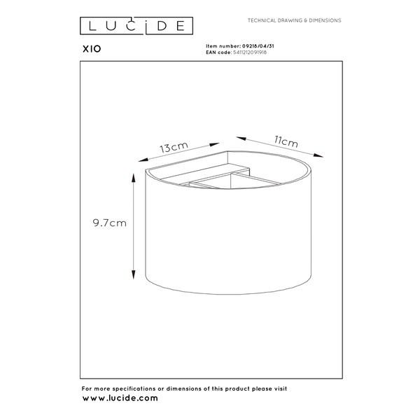 Lucide Wandlamp | 2700K | Xio | Halfrond | IP20 | Wit | 3.5W LLU20564 - 7