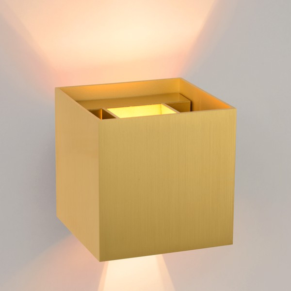 Lucide Wandlamp | 2700K | Xio | Vierkant| IP20 | Goud | 4W LLU20567 - 1