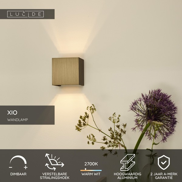 Lucide Wandlamp | 2700K | Xio | Vierkant | IP20 | Bruin| 4W LLU20568 - 6