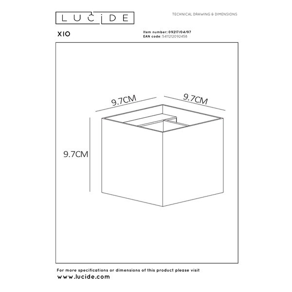 Lucide Wandlamp | 2700K | Xio | Vierkant | IP20 | Bruin| 4W LLU20568 - 7