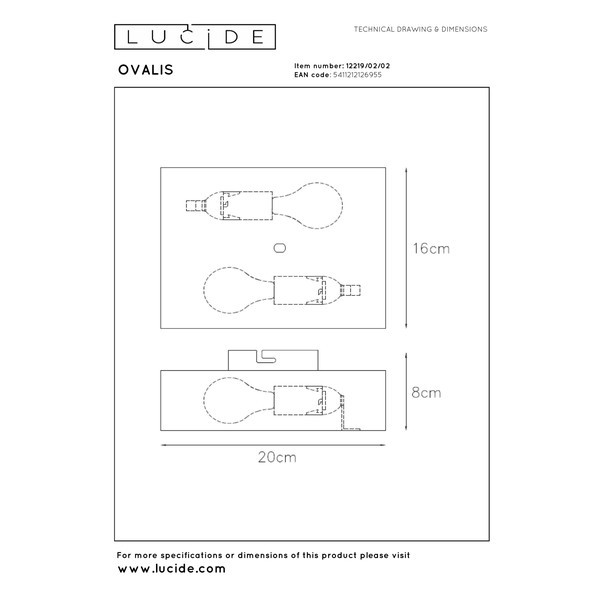 Lucide Wandlamp 2x E14 | Ovalis | IP20 | Messing LLU20310 - 8