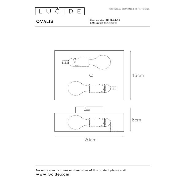 Lucide Wandlamp 2x E14 | Ovalis | IP20 | Zwart/Goud LLU20313 - 8