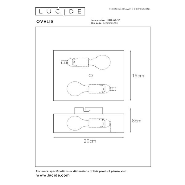 Lucide Wandlamp 2x E14 | Ovalis | IP20 | Zwart LLU20312 - 6