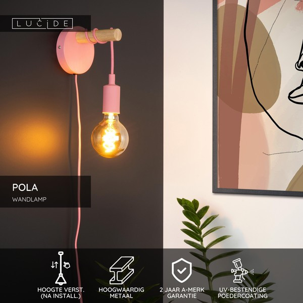 Lucide Wandlamp E27 | Pola | IP20 | Roze | Ø 12 cm LLU20330 - 6