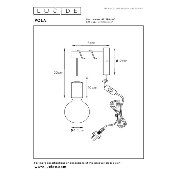 Lucide Wandlamp E27 | Pola | IP20 | Roze | Ø 12 cm LLU20330 - 7