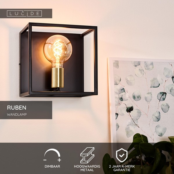 Lucide Wandlamp E27 | Ruben | Vierkant | IP20 | Zwart | 22 cm LLU20357 - 6