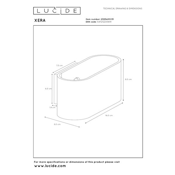 Lucide Wandlamp G9 | Ovaal | Xera | IP20 | Wit LLU20555 - 7