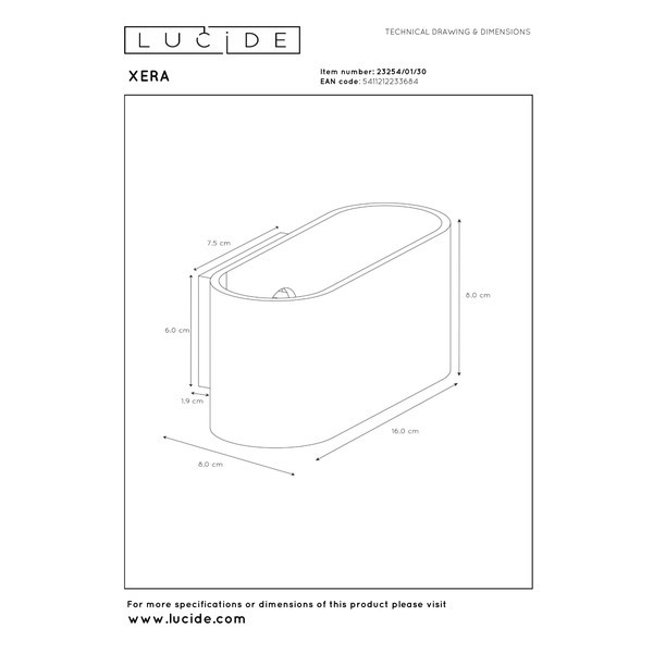Lucide Wandlamp G9 | Ovaal | Xera | IP20 | Zwart LLU20557 - 8