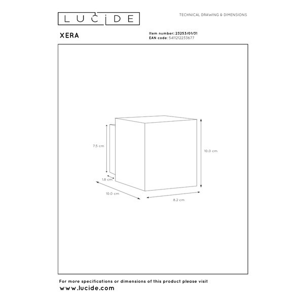 Lucide Wandlamp G9 | Vierkant | Xera | IP20 | Wit LLU20556 - 7
