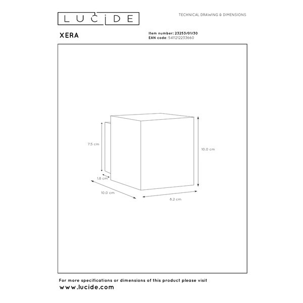 Lucide Wandlamp G9 | Vierkant | Xera | IP20 | Zwart LLU20558 - 7