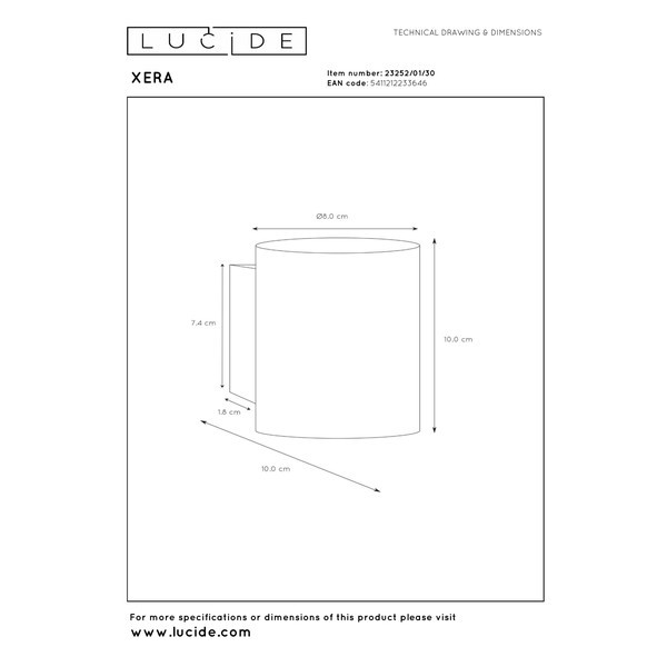 Lucide Wandlamp G9 | Xera | Rond | IP20 | Zwart | Ø 8 cm LLU20560 - 7