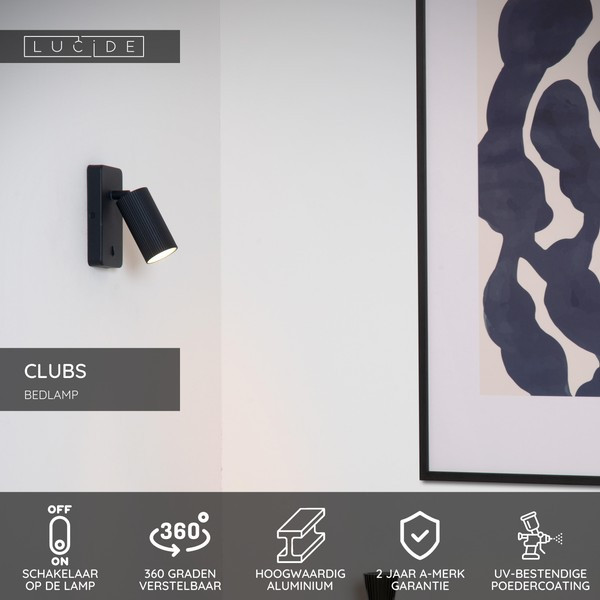 Lucide Wandlamp GU10 | Clubs | IP20 | Zwart LLU20071 - 5