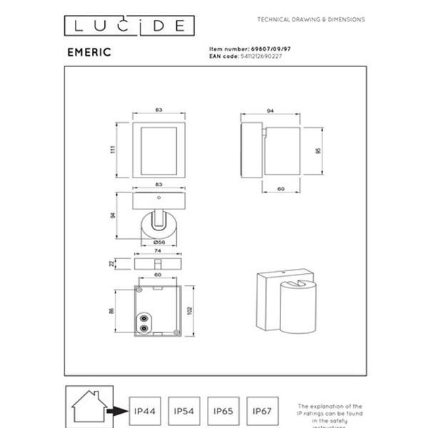 Lucide Wandlamp buiten | Emeric | 2200-2700-3000K | IP54 | Roest bruin | 10W LLU20111 - 5