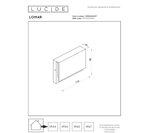 Lucide Wandlamp buiten | Lomar | 2700K | IP54 | Roest bruin | 6W LLU20246 - 4
