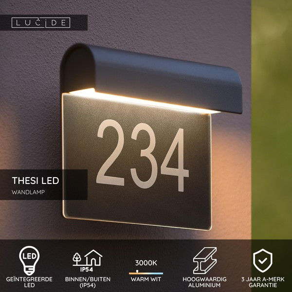Lucide Wandlamp buiten | Thesi led | 3000K | IP54 | Zwart | 8W LLU20426 - 4