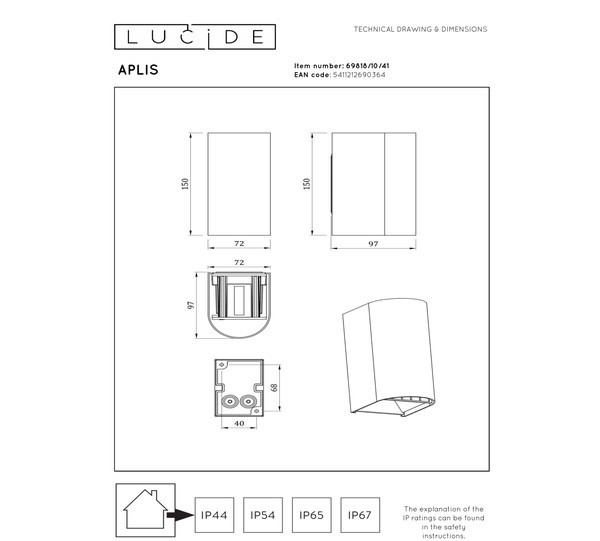 Lucide Wandlamp buiten | Up & Down | Aplis | 2200-2700-3000K | IP54 | Taupe | 10W LLU20013 - 5