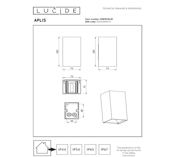 Lucide Wandlamp buiten | Up & Down | Aplis | 2200-2700-3000K | IP54 | Taupe | 10W LLU20014 - 7