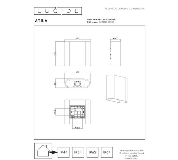 Lucide Wandlamp buiten | Up & Down | Atila | 2700K | IP54 | Roest bruin | 10W LLU20019 - 5
