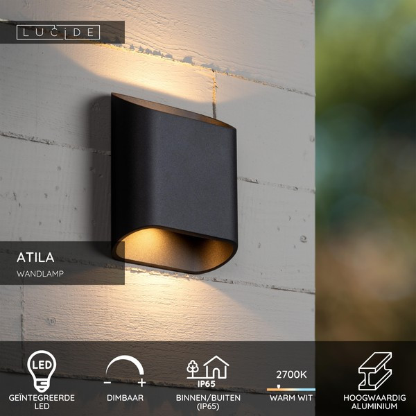 Lucide Wandlamp buiten | Up & Down | Atila | 2700K | IP65 | Zwart | 10W LLU20021 - 4