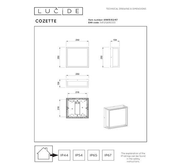 Lucide Wandlamp buiten 2x E27 | Cozette | IP65 | Roest bruin LLU20092 - 5