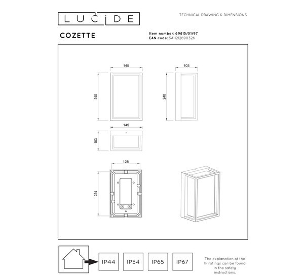 Lucide Wandlamp buiten E27 | Cozette | IP65 | Roest bruin LLU20090 - 4