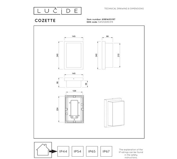 Lucide Wandlamp buiten E27 | Cozette | IP65 | Roest bruin LLU20091 - 5