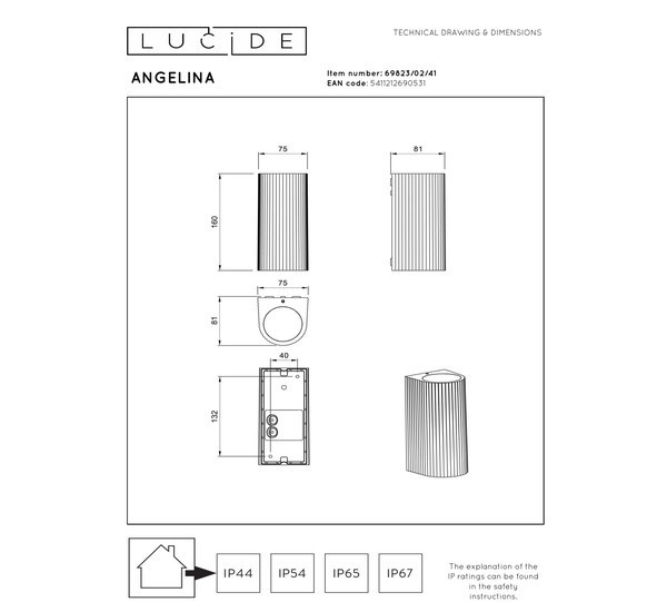 Lucide Wandlamp buiten GU10 | Up & Down | Angelina | IP65 | Taupe LLU20012 - 4
