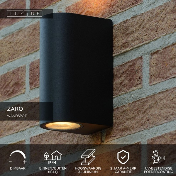 Lucide Wandlamp buiten GU10 | Up & Down | Zaro | IP44 | Zwart LLU20587 - 4